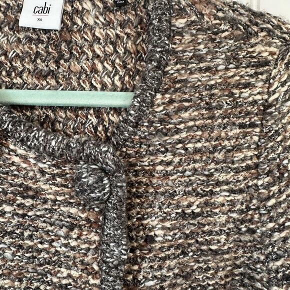 CABi‎ Button Cardigan Weave Design Brown and White Covered Buttons - Picture 3 of 6